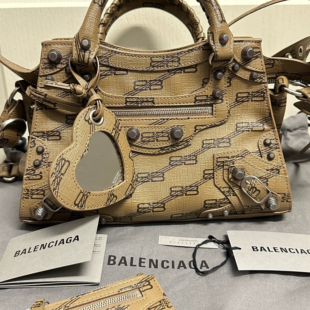 Balenciaga Monogram Leather Tan Satchel